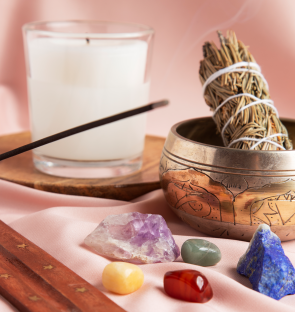 Crystal charging with Sage leaves