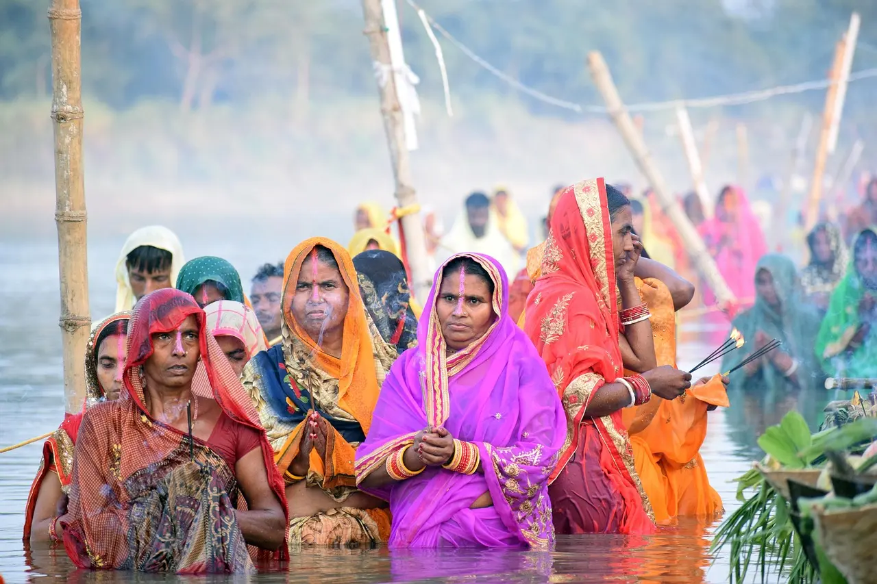Worshipping Sun God on Chhath Puja